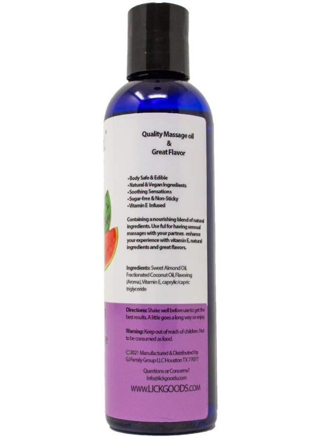 LICK Watermelon Flavored Massage Oil for Couples – Edible Massaging Lotion with Vitamin E, Sweet Almond and Coconut Oil is Non Sticky and Gentle on Skin – Natural, Relaxing and Vegan (4 oz) - Image 3